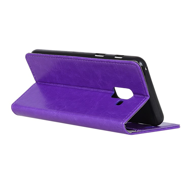 Crazy Horse Texture Leather Wallet Stand Folio Cover Shell with Card Holders - Purple-5