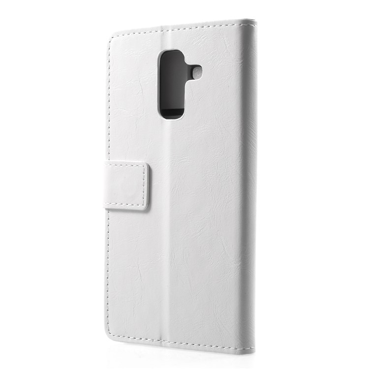 Crazy Horse Wallet Leather Stand Cover for Samsung Galaxy A6 (2018) - White-2