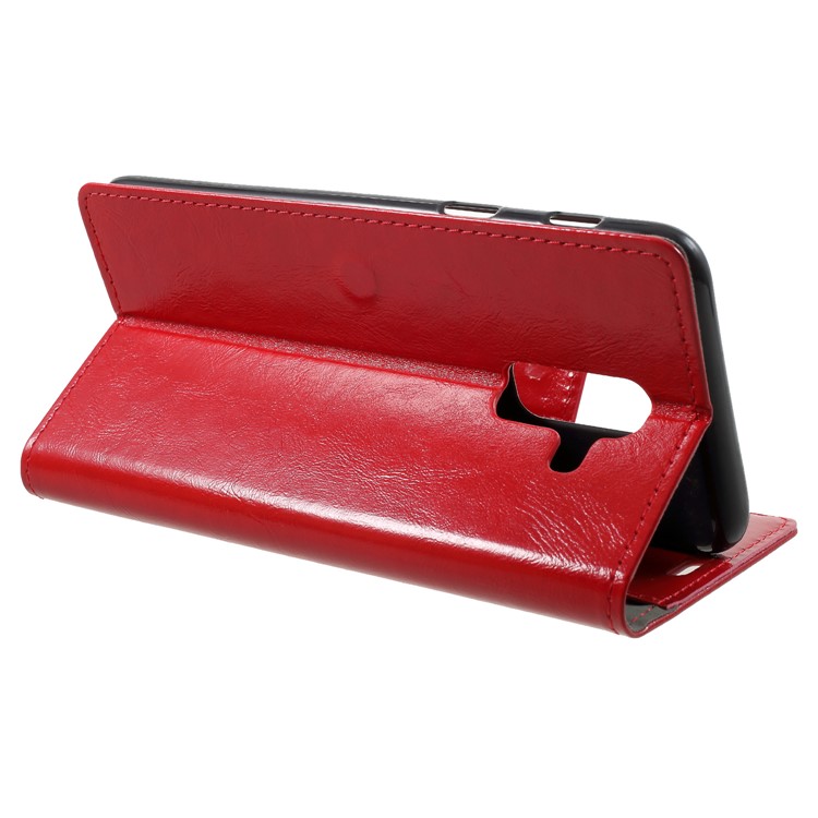 Crazy Horse Wallet Leather Magnetic Case for Samsung Galaxy A6 (2018) - Red-4
