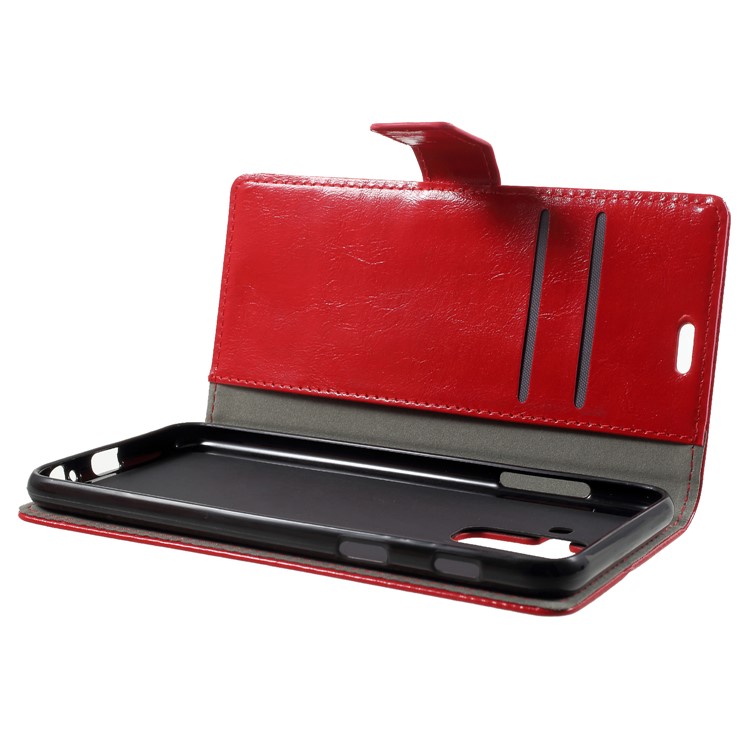 Crazy Horse Wallet Leather Magnetic Case for Samsung Galaxy A6 (2018) - Red-5
