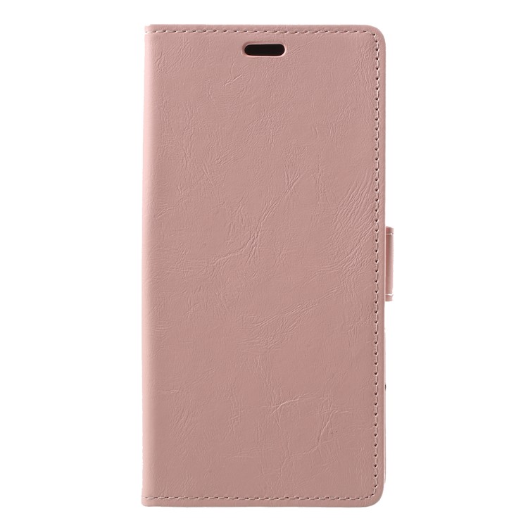 Crazy Horse Cell Phone Leather Stand Case for Samsung Galaxy A6 (2018) - Pink-1