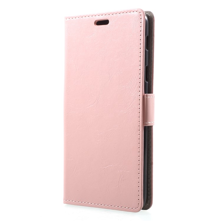 Crazy Horse Cell Phone Leather Stand Case for Samsung Galaxy A6 (2018) - Pink-3