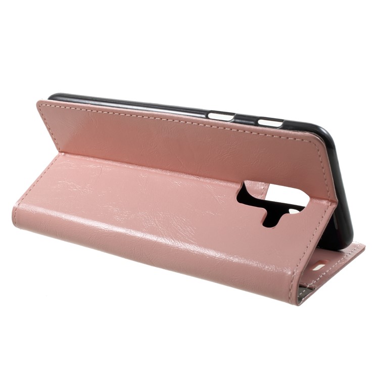 Crazy Horse Cell Phone Leather Stand Case for Samsung Galaxy A6 (2018) - Pink-4