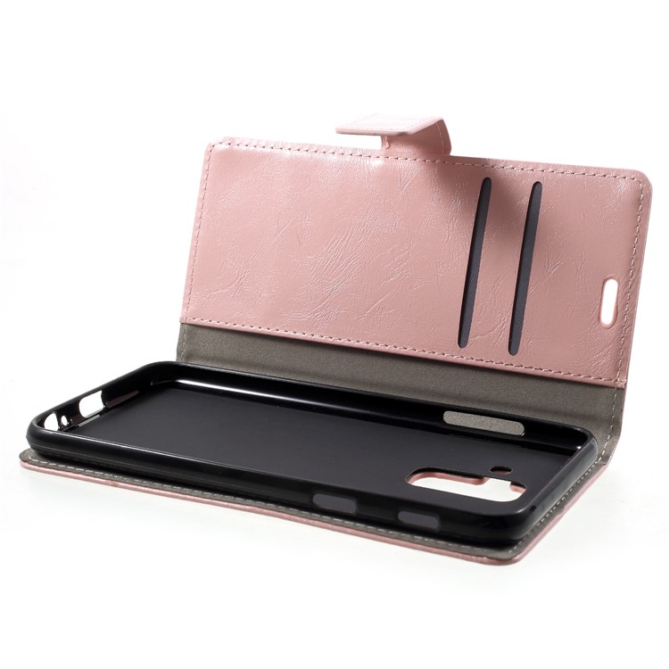 Crazy Horse Cell Phone Leather Stand Case for Samsung Galaxy A6 (2018) - Pink-5