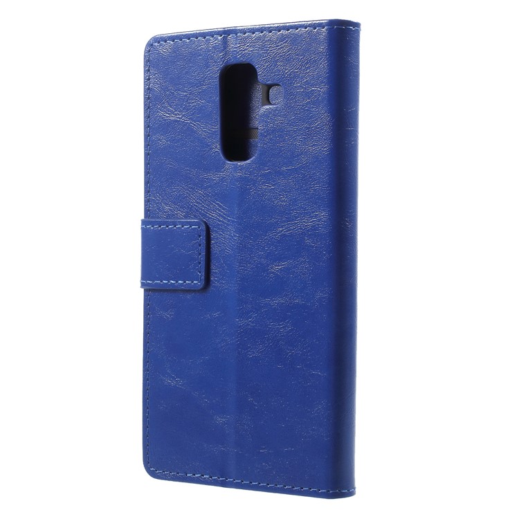 Crazy Horse Wallet Leather Shell Cover Case for Samsung Galaxy A6 (2018) - Blue-2