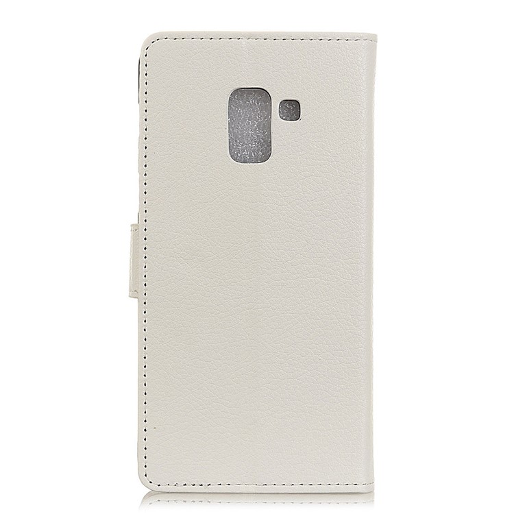 Litchi Texture Wallet Stand Leather Cover for Samsung Galaxy A6 (2018) - White-4
