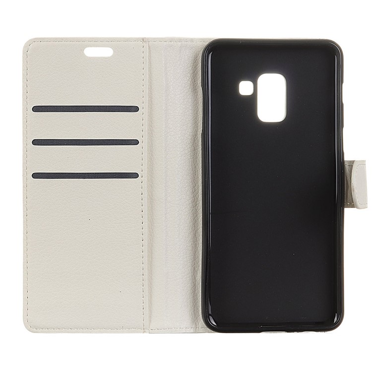 Litchi Texture Wallet Stand Leather Cover for Samsung Galaxy A6 (2018) - White-5