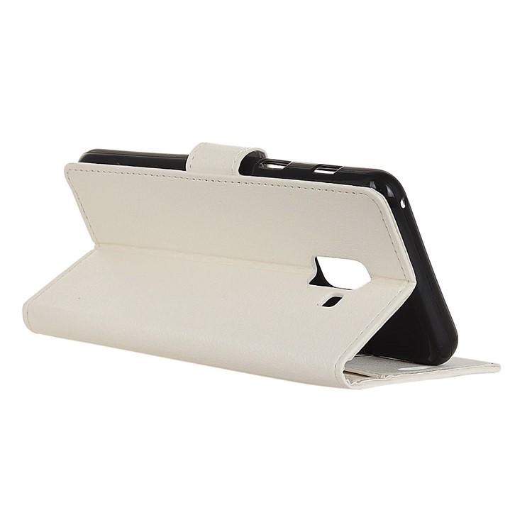 Litchi Texture Wallet Stand Leather Cover for Samsung Galaxy A6 (2018) - White-6