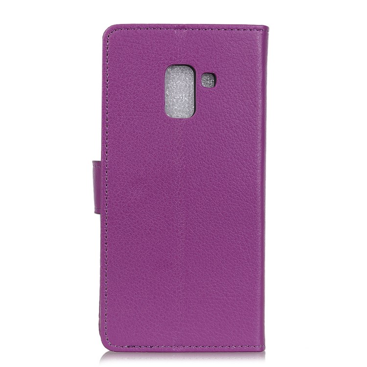 Litchi Texture Wallet Stand Leather Mobile Phone Case for Samsung Galaxy A6 (2018) - Purple-4