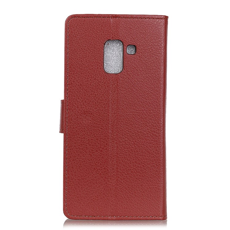 Litchi Textur Wallet Stand Leder -handy -hülle Für Samsung Galaxy A6 (2018) - Braun-4