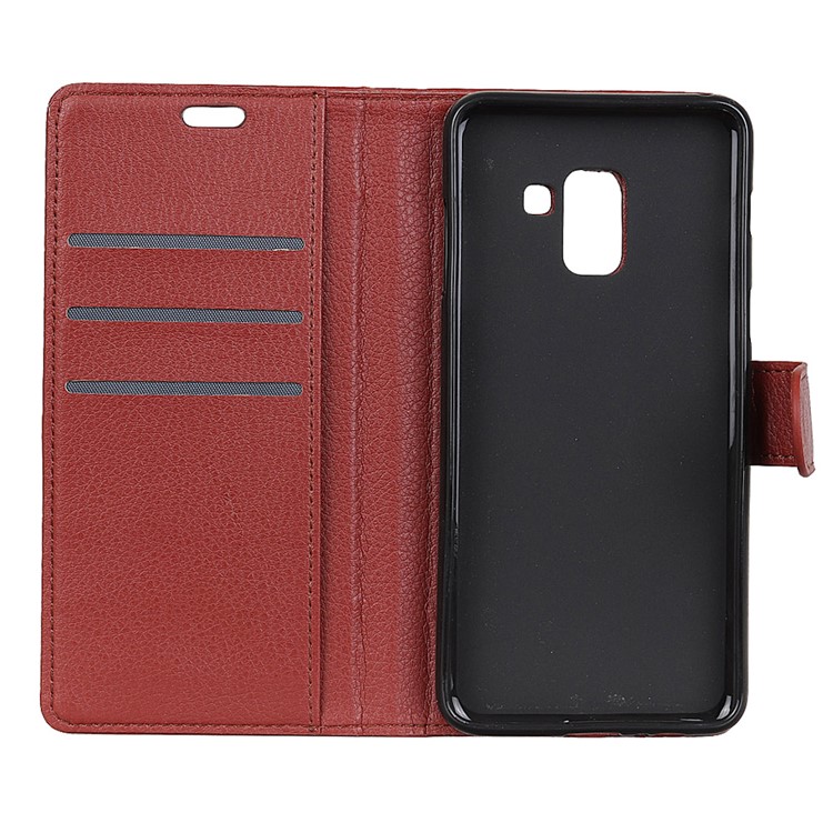 Litchi Texture Wallet Stand Leather Cell Phone Case for Samsung Galaxy A6 (2018) - Brown-5