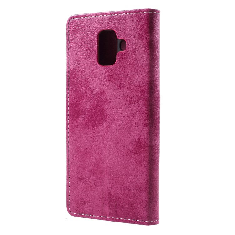Vintage Style PU Leather Case for Samsung Galaxy A6 (2018) - Rose-2