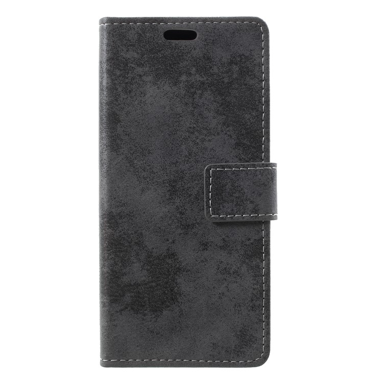 Retro Style PU Leather Wallet Phone Casing for Samsung Galaxy A6 (2018) - Grey-1