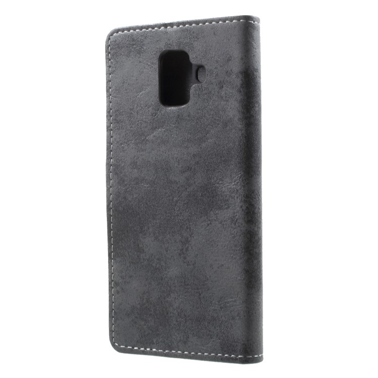 Retro Style PU Leather Wallet Phone Casing for Samsung Galaxy A6 (2018) - Grey-2