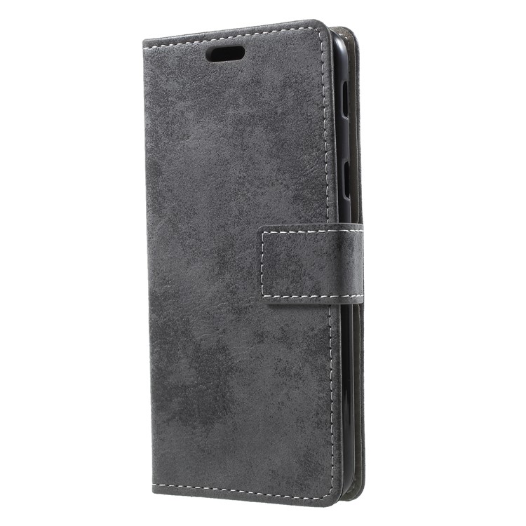 Retro Style PU Leather Wallet Phone Casing for Samsung Galaxy A6 (2018) - Grey-3