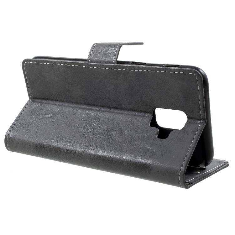 Retro Style PU Leather Wallet Phone Casing for Samsung Galaxy A6 (2018) - Grey-4