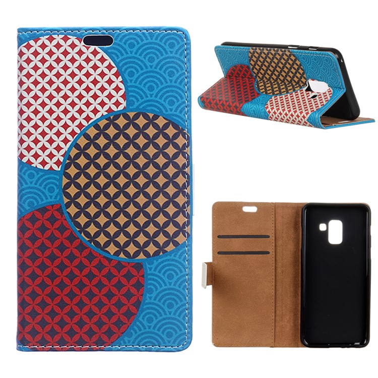 For Samsung Galaxy A6 (2018) Pattern Printing Wallet Leather Stand Case - Seamless Circles-1