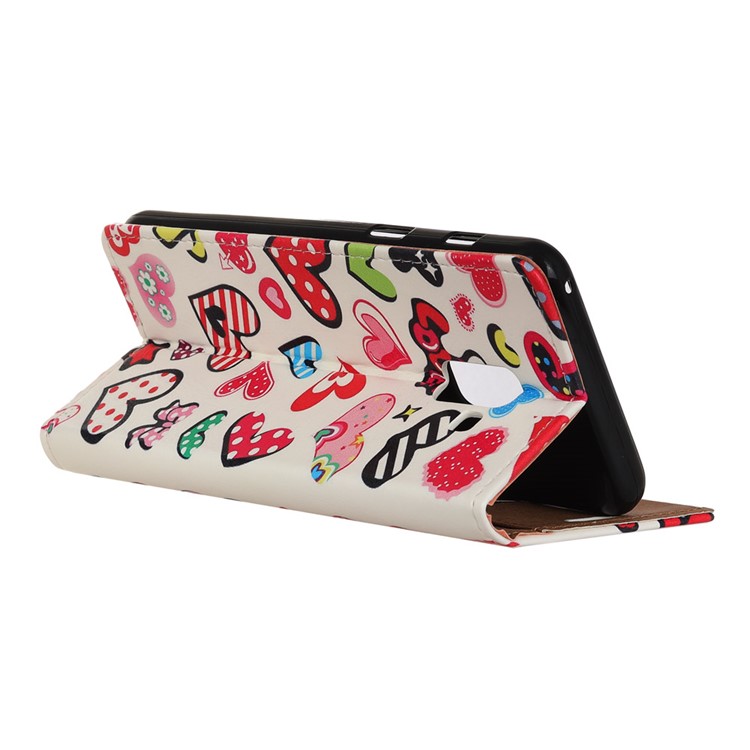 For Samsung Galaxy A6 (2018) Pattern Printing Wallet Leather Stand Mobile Phone Shell - Colorful Hearts-3