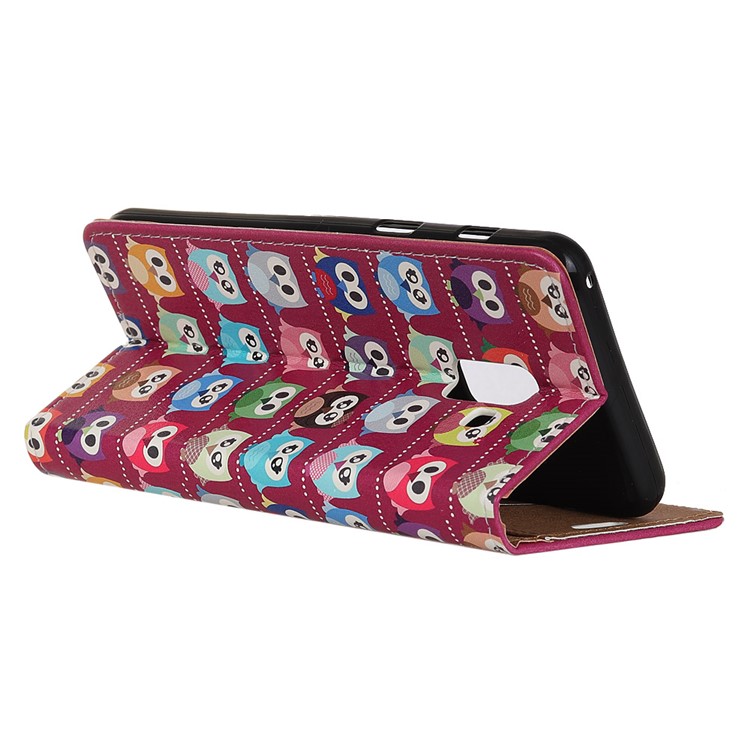 For Samsung Galaxy A6 (2018) Pattern Printing Wallet Leather Stand Protection Case - Lovely Little Owls-3