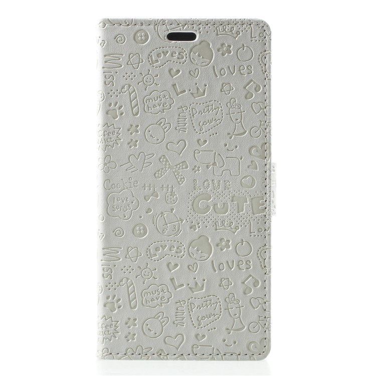 

Cartoon Graffiti Texture Leather Wallet Flip Casing with Stand for Samsung Galaxy A6 (2018) - White