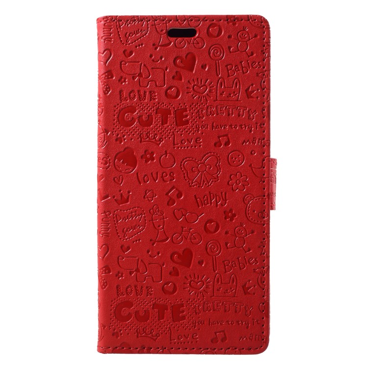 

Cartoon Graffiti Texture Leather Wallet Stand Magnetic Cover Shell for Samsung Galaxy A6 (2018) - Red