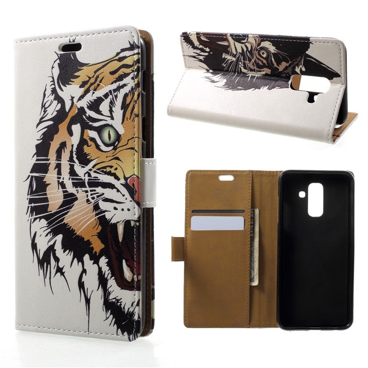 Pattern Printing Leather Wallet Case for Samsung Galaxy A6 (2018) - Tiger Pattern-1