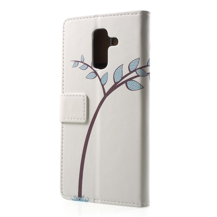 Pattern Printing Leather Wallet Cover for Samsung Galaxy A6 (2018) - Two Owls on the Tree Branch-2