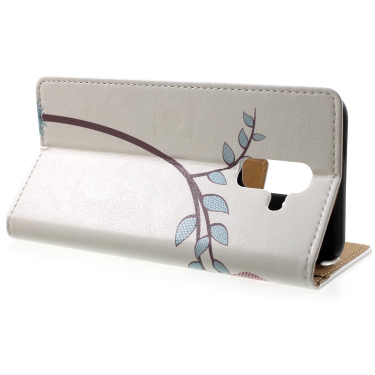 Pattern Printing Leather Wallet Cover for Samsung Galaxy A6 (2018) - Two Owls on the Tree Branch-4