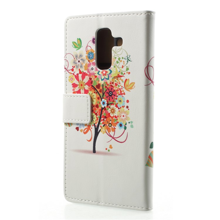 Patterned Leather Wallet Case for Samsung Galaxy A6 (2018) - Flowered Tree-2