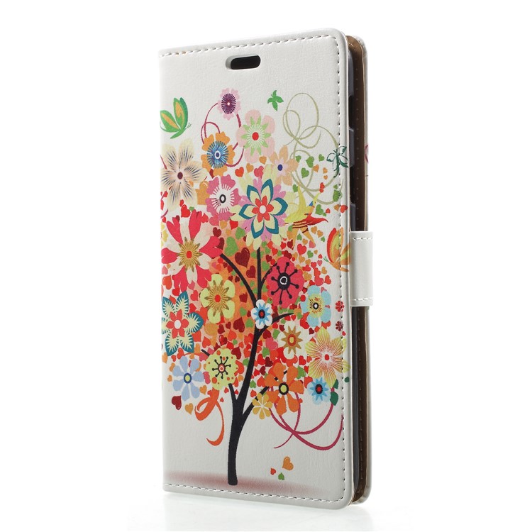 Patterned Leather Wallet Case for Samsung Galaxy A6 (2018) - Flowered Tree-3