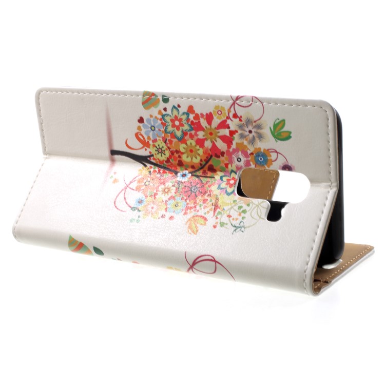Patterned Leather Wallet Case for Samsung Galaxy A6 (2018) - Flowered Tree-4
