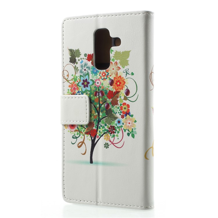 Pattern Printing Leather Wallet Case Phone Shell for Samsung Galaxy A6 (2018) - Colorized Tree-2