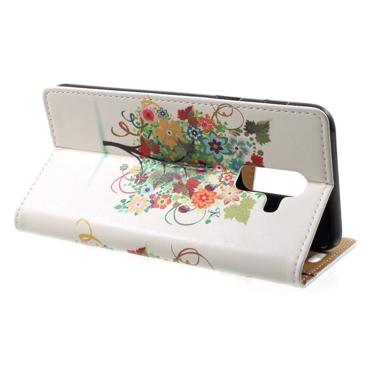 Pattern Printing Leather Wallet Case Phone Shell for Samsung Galaxy A6 (2018) - Colorized Tree-4