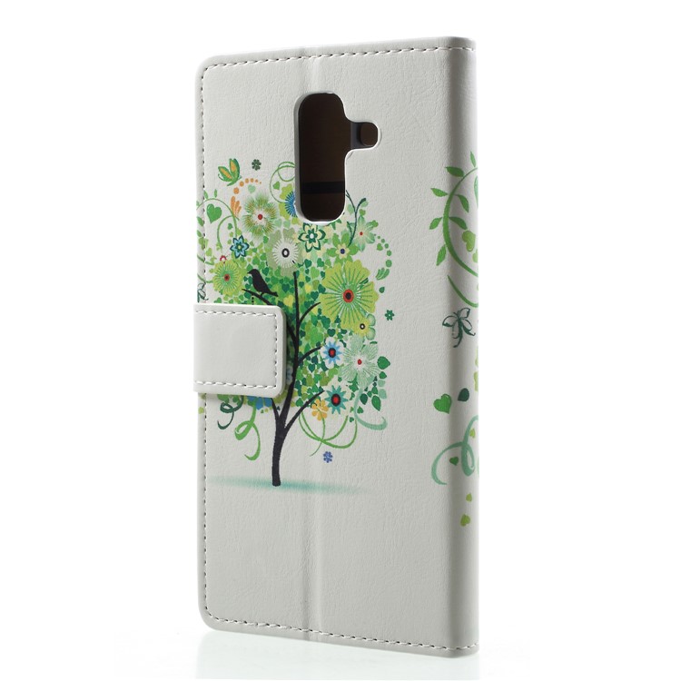 Pattern Printing Wallet Leather Protection Case for Samsung Galaxy A6 (2018) - Green Tree-2