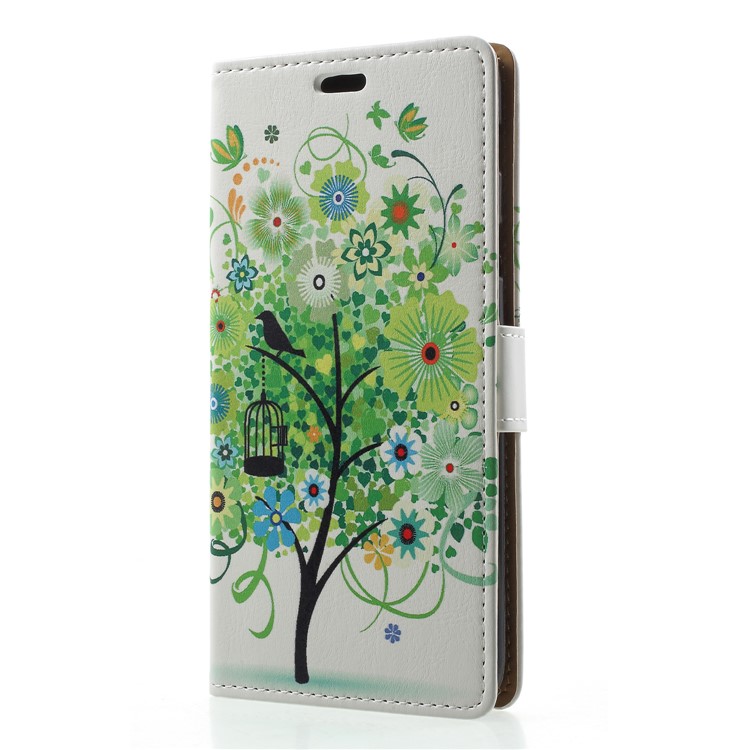 Pattern Printing Wallet Leather Protection Case for Samsung Galaxy A6 (2018) - Green Tree-3