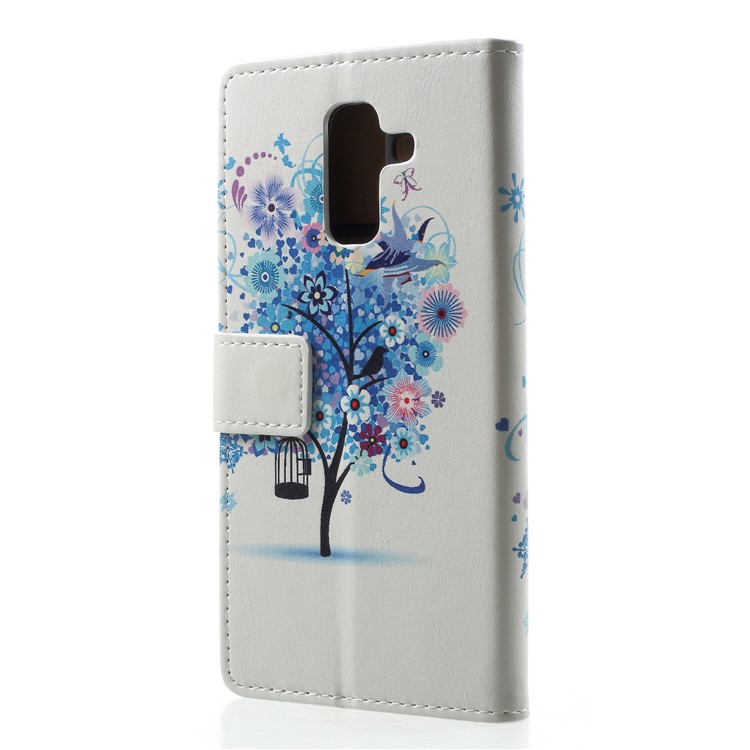 Pattern Printing Leather Wallet Phone Cover Case for Samsung Galaxy A6 (2018) - Blue Tree-2