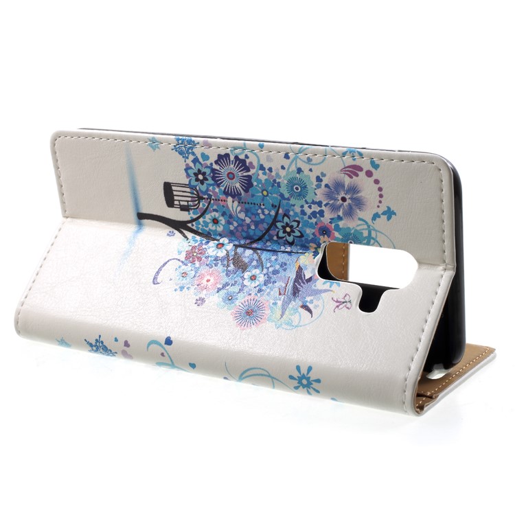 Pattern Printing Leather Wallet Phone Cover Case for Samsung Galaxy A6 (2018) - Blue Tree-4