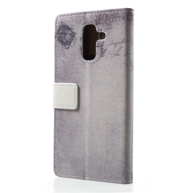 Pattern Printing Wallet Leather Case Cover Shell for Samsung Galaxy A6 (2018) - Cat Holding Heart and American Flag-2