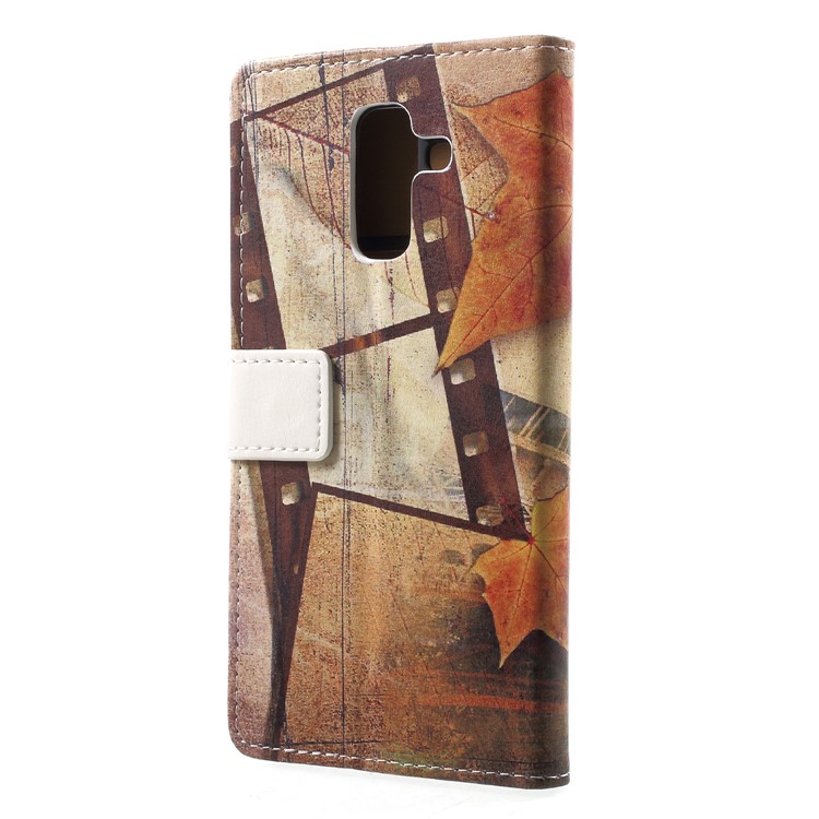 Pattern Printing Wallet Leather Magnetic Case for Samsung Galaxy A6 (2018) - Maple Leaves and Eiffel Tower-2