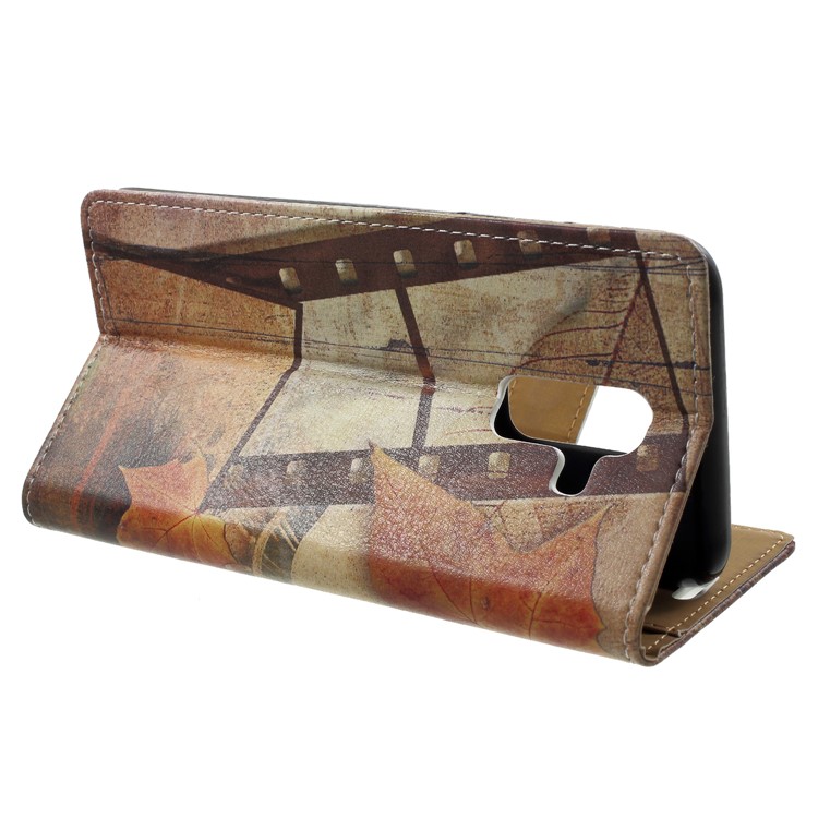 Pattern Printing Wallet Leather Magnetic Case for Samsung Galaxy A6 (2018) - Maple Leaves and Eiffel Tower-4