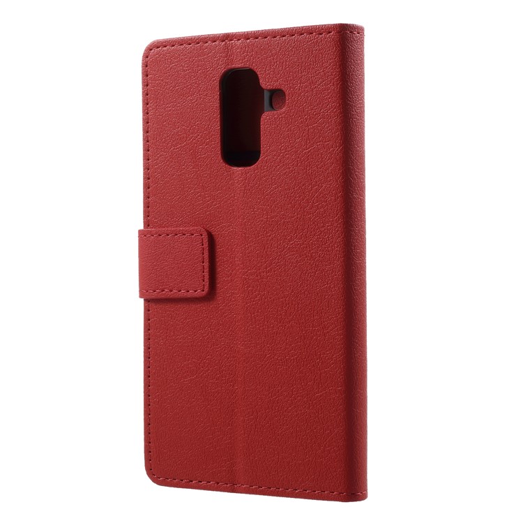 Wallet Leather Stand Cover for Samsung Galaxy A6+ (2018) - Red-2