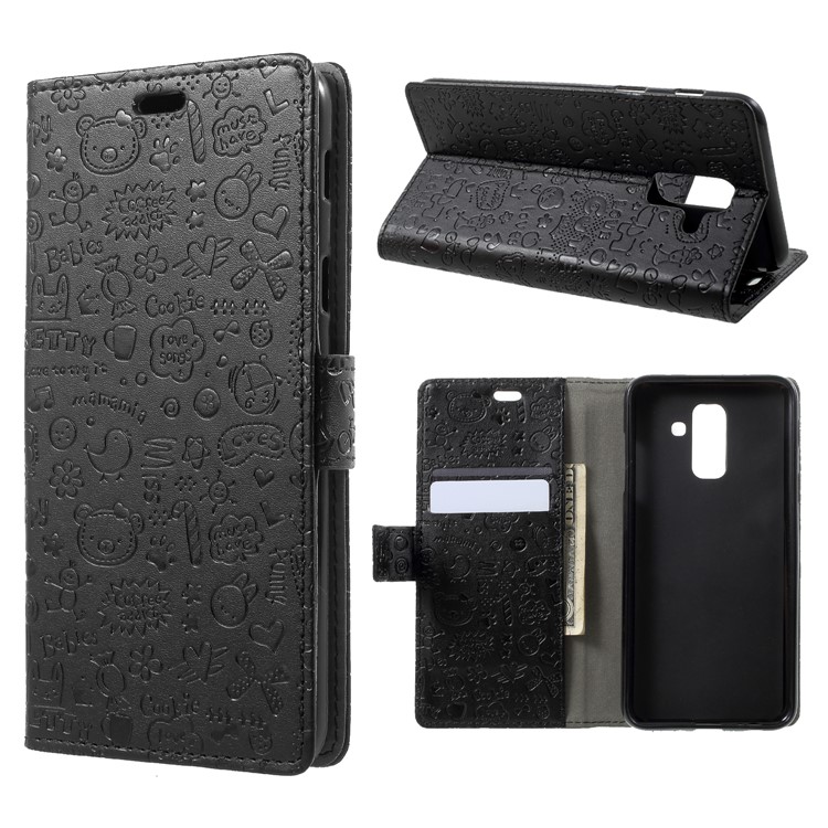 

Cartoon Graffiti Leather Wallet Case for Samsung Galaxy A6+ (2018) - Black