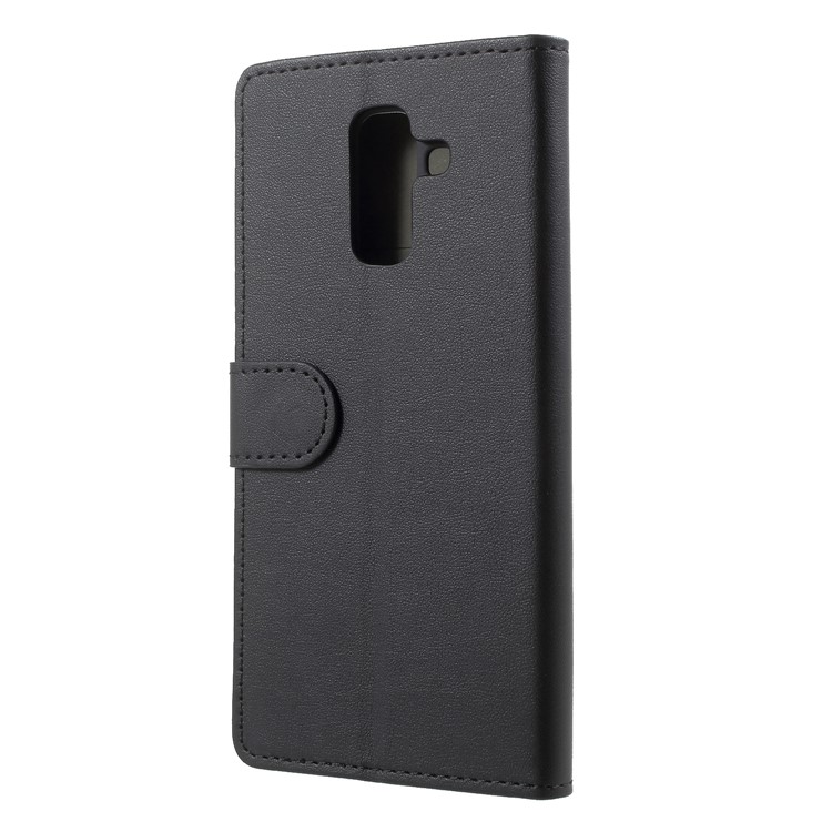 Wallet Stand PU Leather Protection Mobile Phone Case for Samsung Galaxy A6 Plus (2018) - Black-2