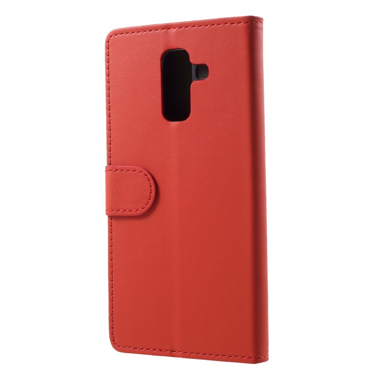 Wallet Stand PU Leather Protection Mobile Phone Shell for Samsung Galaxy A6 Plus (2018) / A9 Star Lite- Red-2