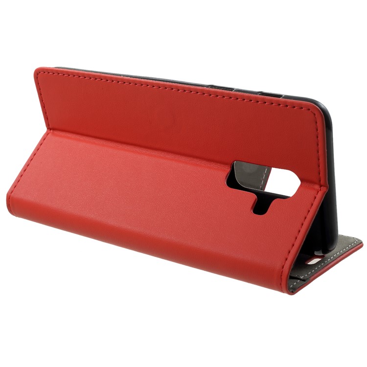 Wallet Stand PU Leather Protection Mobile Phone Shell for Samsung Galaxy A6 Plus (2018) / A9 Star Lite- Red-4