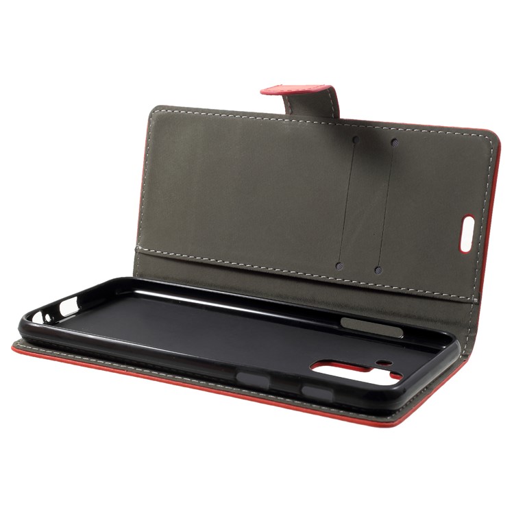 Wallet Stand PU Leather Protection Mobile Phone Shell for Samsung Galaxy A6 Plus (2018) / A9 Star Lite- Red-5