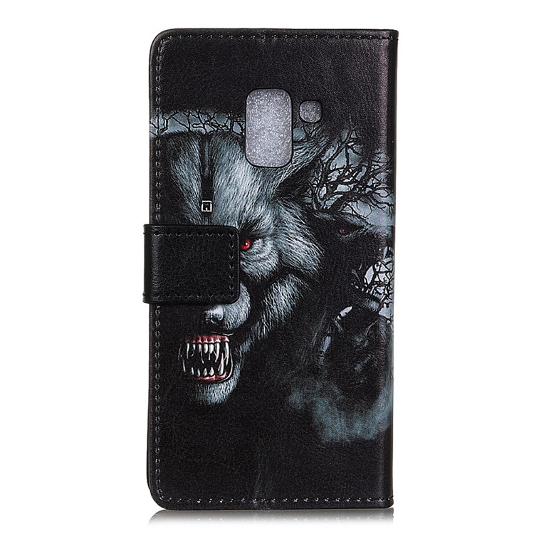 Pattern Printing Wallet Leather Stand Case for Samsung Galaxy A6 (2018) - Wolf Pattern-3
