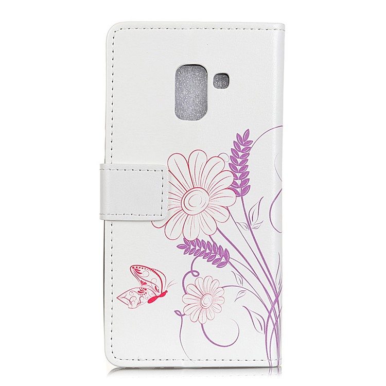Pattern Printing Magnetic Leather Stand Case for Samsung Galaxy A6 (2018) - Flower Pattern-2
