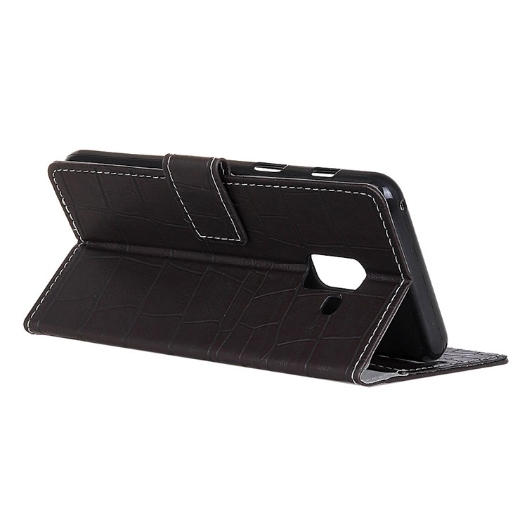 Vintage Crocodile Texture Wallet Stand Leather Case for Samsung Galaxy A6 (2018) - Black-5