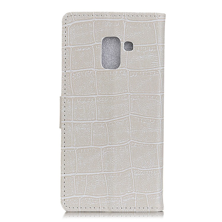 Vintage Crocodile Texture Wallet Stand Leather Cover for Samsung Galaxy A6 (2018) - White-2